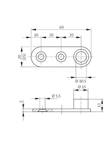 Führung B 9019 für Rundstange,60x20mm vz - BKS - 3