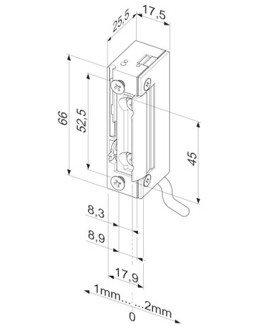 El.-Türöffn.,o.Schließbl.,10-24V AC/DC 118WE FaFix wassergeschützt, DIN ls/rs - effeff - 2