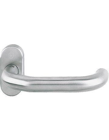 HOPPE Halbgarnitur Paris E138GF/55, ohne Schlüsselrosette, Vierkant 8mm, DIN Links-Rechts, Befestigungstechnik ohne Stütznocken, grau, edelstahl matt-SecuSan - 1