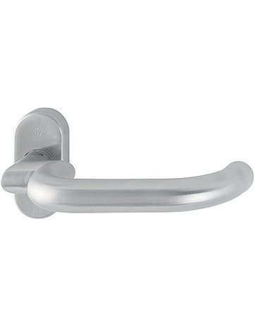 HOPPE Halbgarnitur Paris FS-E138GF2/55, ohne Schlüsselrosette, Vierkant 9mm, DIN Links-Rechts, Befestigungstechnik mit Stütznocken, grau, edelstahl matt-SecuSan - 1