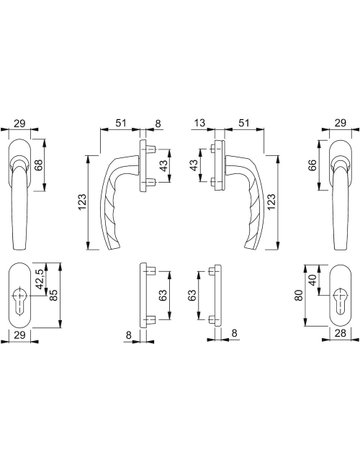 HOPPE® Fenstertürgriffgarnitur Atlanta 0530/66N/U26, Aluminium - HOPPE - 2
