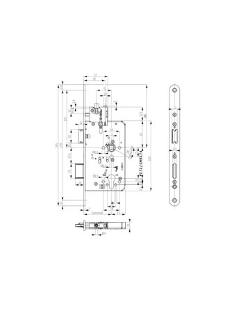 Einsteckschloss B-23380 PZW72/9,D65,F24x285rd,ER,SÜOK - BKS - 2