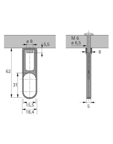 Schrankrohr-Mittellager SL 781 - Hettich - 2