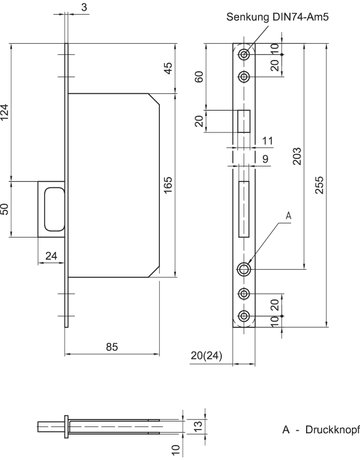 Gegenkasten 163 für Schiebetür-Einsteckschloss 162 - BMH - 2