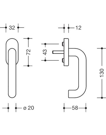 Fenstergriff 111FG.1 Standard,oval,7/35,reinweiß - Hewi - 4
