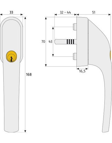Fenstergriff 200 nm braun 2 Schl. / Schliessung AL0089 FG300 B - ABUS - 2