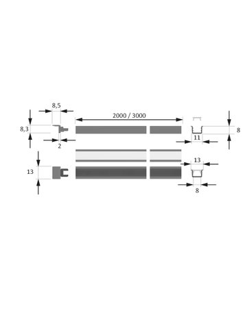 LED ChannelLine i2 Profil black, opal L=2000, Alu-und Abdeckprofil - Halemeier - 4