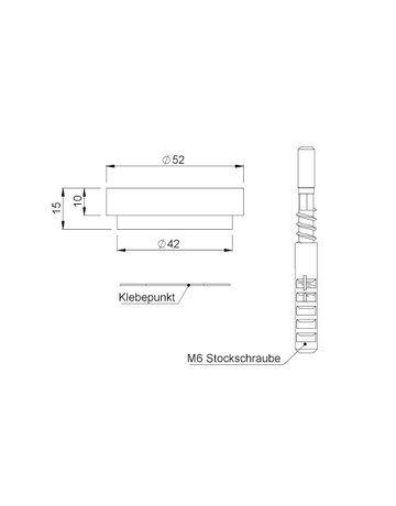Türpuffer 2099 Ø52 mm Höhe 15 mm, Edelstahl matt - KWS - 2