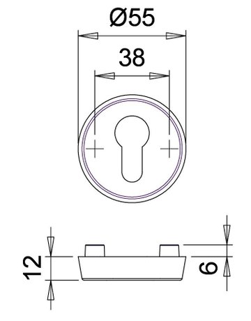 Schutzrosetten-Satz 6633 rd,12mm,ES0/PZ,F1 eloxiert ,TS65-68 - edi - 2