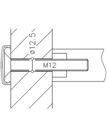 HT-Stoßgriff-Befestigung durchgehend MS 1.2A.31/34 ,schwarz, Einschraubm. - Normbau - 1