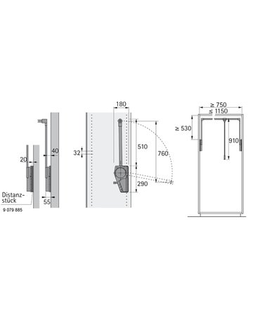 Distanzstück Duo Lift 18 20mm aluminiumoptik - Hettich - 2