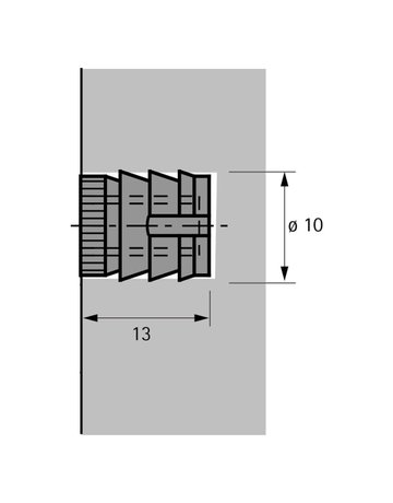 Möbel- Kunststoffmuffe, M6, Länge 13mm, Nr. 100, 79540, Kunststoff, weiß - Hettich - 2