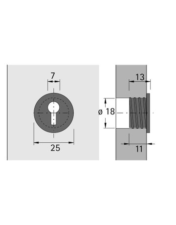 Schlüsselbuchse Typ 2575, vernickelt, matt - Hettich - 2
