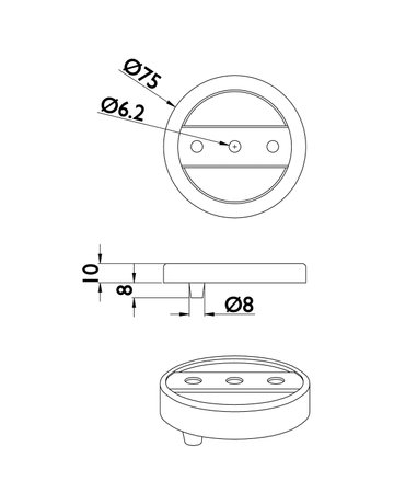 Grundplatte zu Bodentürstopper Iris schwarz lackiert Ø 70 mm 10 mm Höhe - Topform - 2