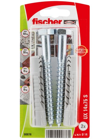 Universaldübel FU 6x35mm,KU,m.Schraube,VE 10 - fischer - 2
