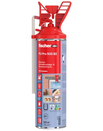 Schnellmontageschaum PU 1/500 B2 Farbe:beige,Füllmenge:500 ml - fischer