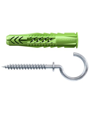 Universaldübel UX Green 10x60mm,KU,m.Rand,m.Rundhaken,VE 2 - fischer - 1