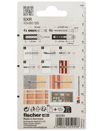 Langschaftdübel SXR 10x100,m.Sechskantschraube,VE 4 - fischer - 3