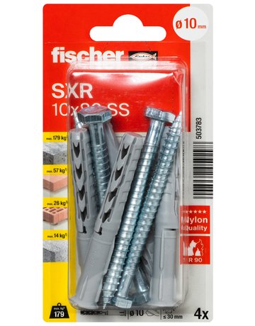 Langschaftdübel SXR 10x100,m.Sechskantschraube,VE 4 - fischer - 2