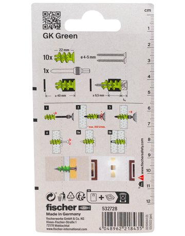 Gipskartondübel GK Green 22mm,Kunststoff,VE 10 - fischer - 3