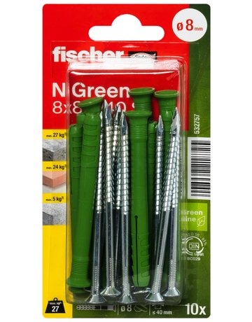 Nageldübel N Green mit Schraube - fischer - 2