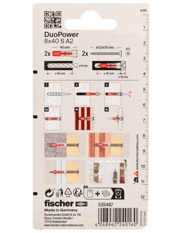 Dübel DuoPower S A2 Kunststoff, - fischer - 3