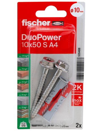 Dübel DuoPower S A4 Kunststoff,10x50,VE 2 - fischer - 2