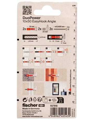Dübel DuoPower EasyHook Angle Kunststoff,10x50,VE 2 - fischer - 4