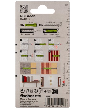 Regalbefestigung RB Green 8x40mm,m.Schraube,Kunststoff,VE 10 - fischer - 2