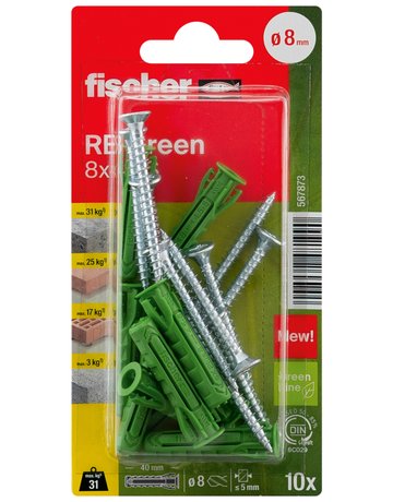 Regalbefestigung RB Green 8x40mm,m.Schraube,Kunststoff,VE 10 - fischer - 3