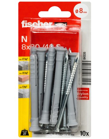 Nageldübel N 5x30/5 m.Schraube 3,5x38Z,VE 20 - fischer - 2