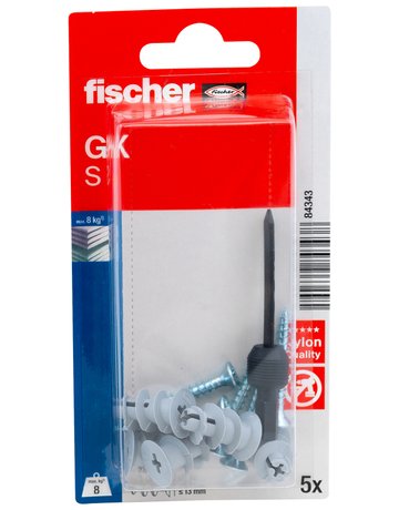 Gipskartondübel GK S mit Schraube,22mm,Kunststoff,VE 5 - fischer - 2