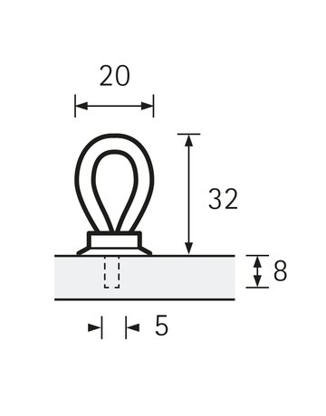 Möbel- Knopf, Filaga, 9113691, Breite 20mm, Höhe 32mm - Hettich - 9