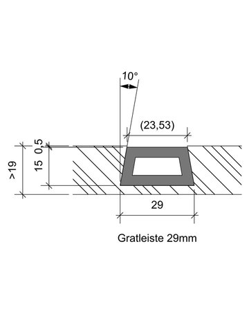 Gratleiste für Möbelfronten 29 mm breit Alu H/D: 15 mm - Haas - 5